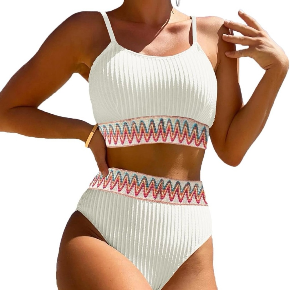 Zuvebamyo Women's High Waisted Two Piece Swimsuit  New w/tag